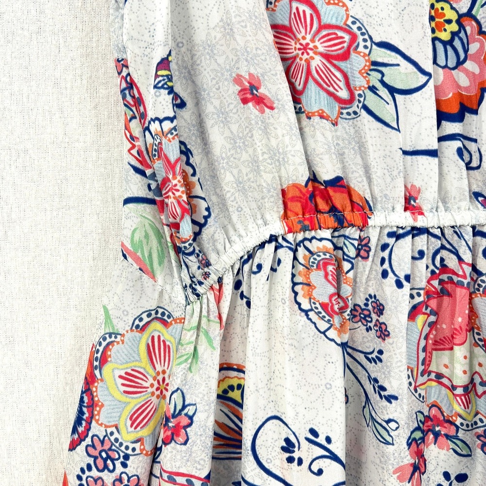SUNDANCE Dress Womens Small Light Gray Multi Floral Print Silk Sleeveless Maxi - Picture 10 of 16